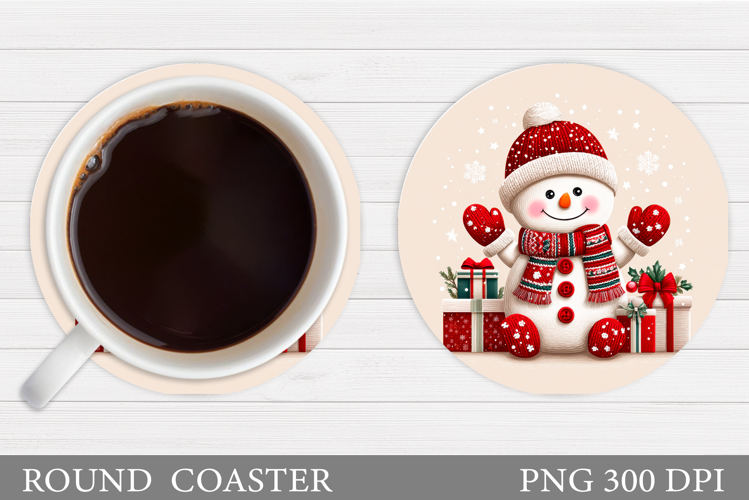 Cute Snowman Coaster Design. Christmas Coaster Sublimation