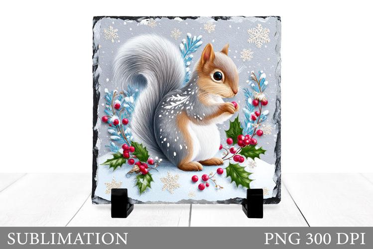 Christmas Squirrel Sublimation. Christmas Squirrel Slate