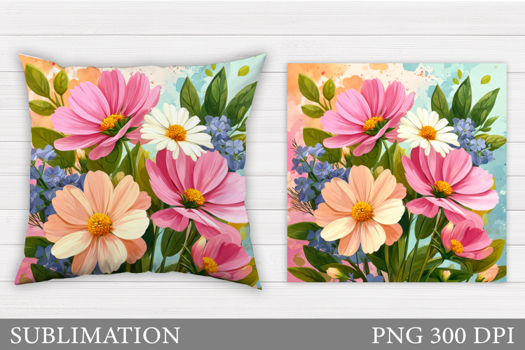 Floral Pillow Design. Flowers Pillow Sublimation