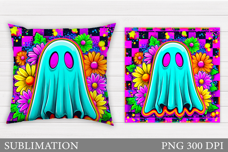 Halloween Ghost Pillow Design. Cute Ghost Sublimation