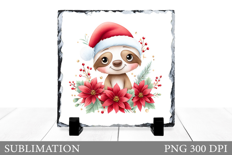 Christmas Sloth Sublimation. Christmas Sloth Slate Design