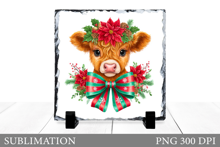 Christmas Cow Sublimation. Christmas Cow Slate Design