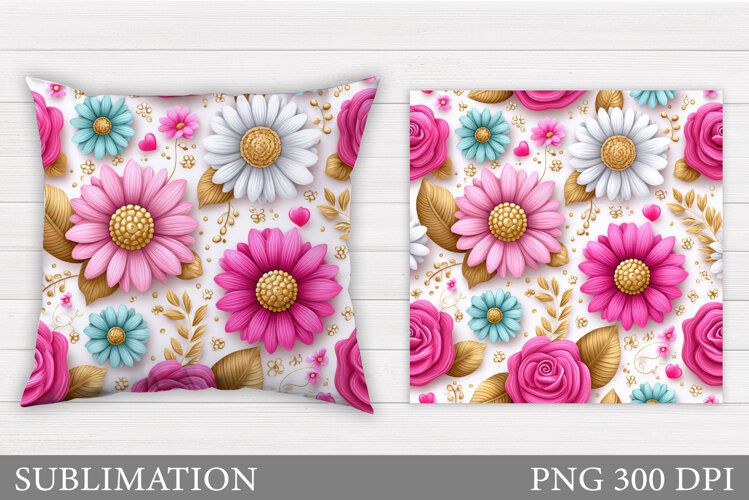 Flowers Sublimation. Wildflowers Pillow Sublimation example image 1