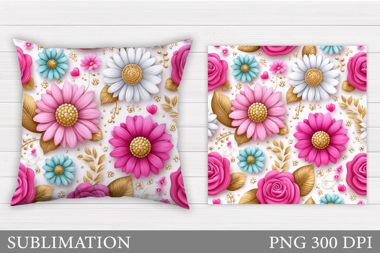 Flowers Sublimation. Wildflowers Pillow Sublimation