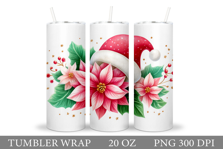 Poinsettia Tumbler Design. Christmas Tumbler Sublimation