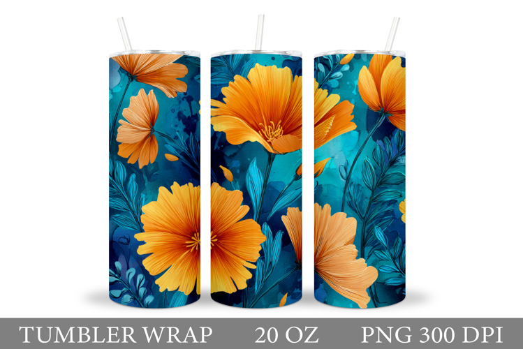 Flowers Tumbler Sublimation. Floral Tumbler Design