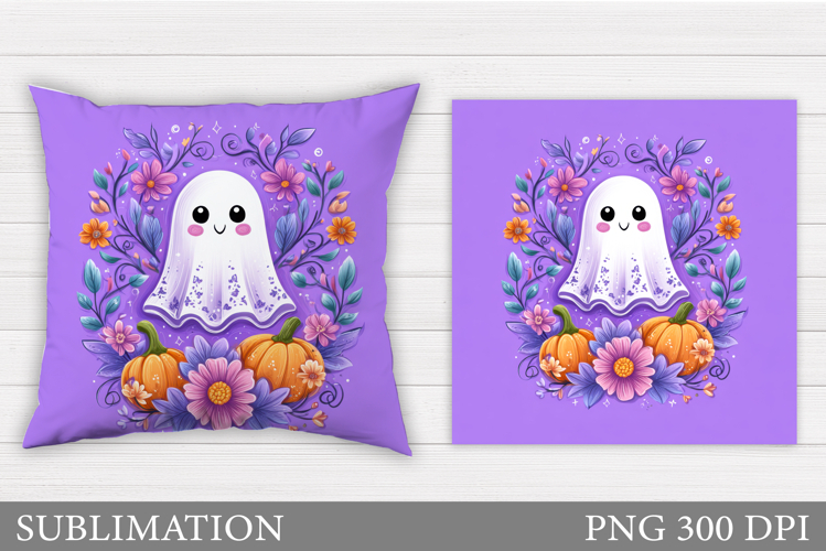 Cute Ghost Pillow Design. Cute Ghost Sublimation