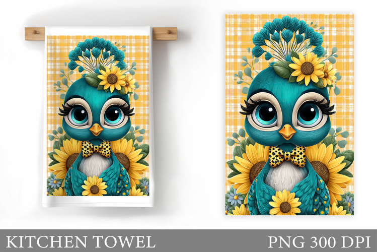 Cute Peacock Kitchen Towel. Peacock Sublimation