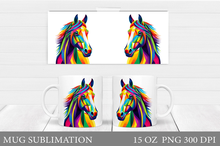 Horse Mug Wrap Sublimation. Horse Mug Design