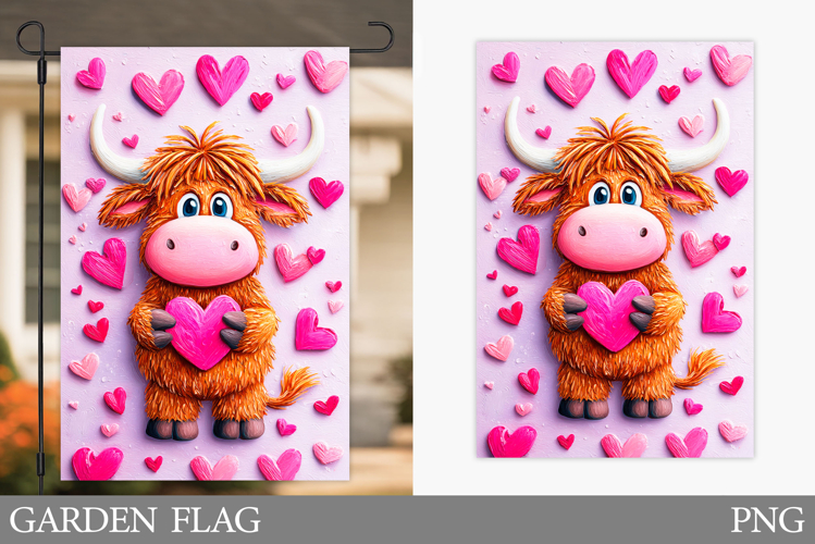 Valentines Cow Garden Flag. Valentines Garden Flag