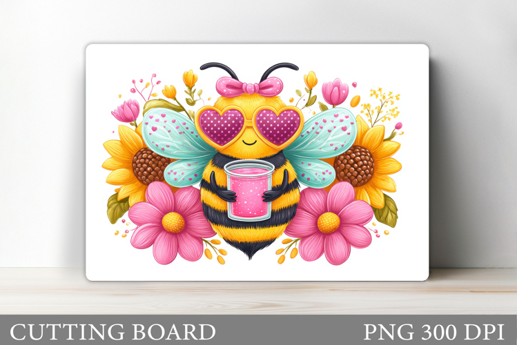 Cute Bee Cutting Board Design. Bee Flowers Kitchen Cutting