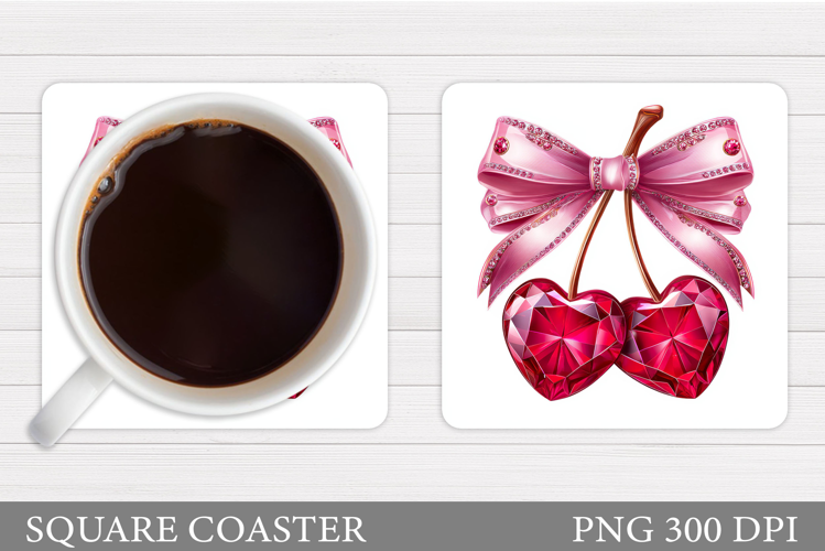 Valentines Cherry Coaster. Valentines Coaster Sublimation