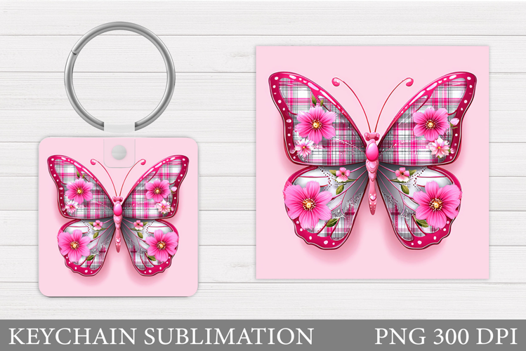 Butterfly Flowers Keychain. Butterfly Keychain Sublimation