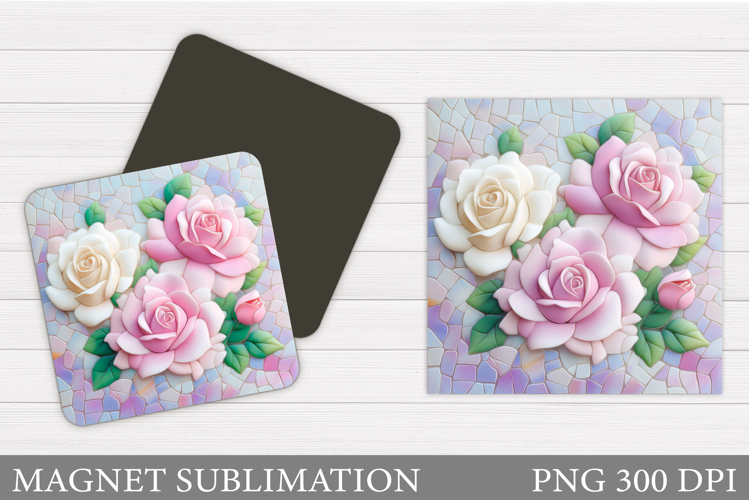 Roses Magnet Sublimation. Floral Magnet Design
