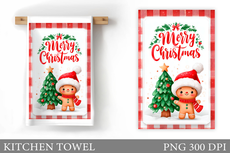 Gingerbread Kitchen Towel. Christmas Kitchen Towel Design