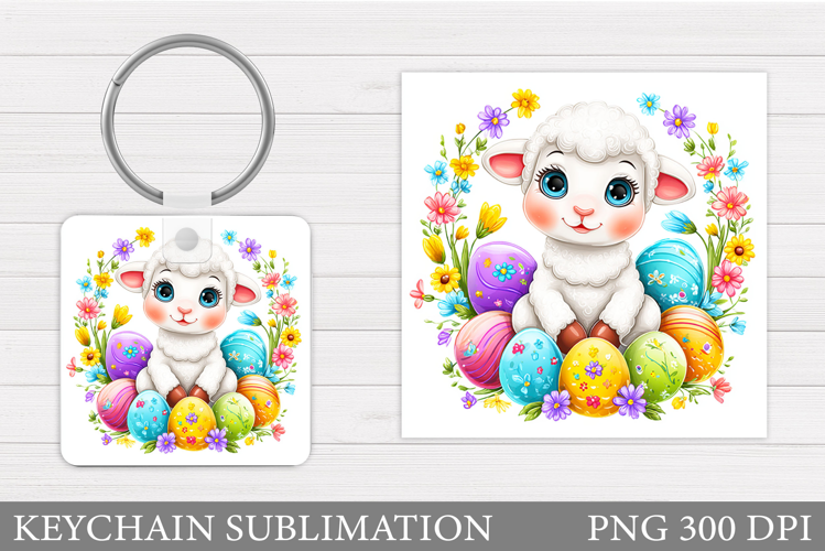 Easter Lamb Keychain Sublimation. Easter Keychain Design
