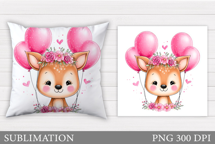 Cute Deer Pillow Sublimation. Valentine Deer Sublimation