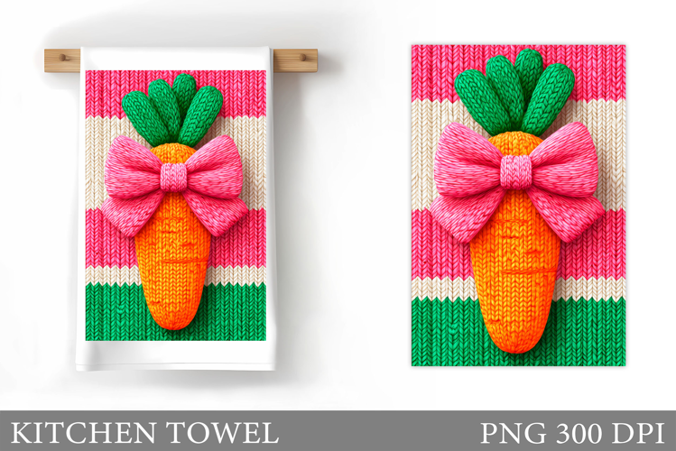 Carrot Kitchen Towel Design. Flowers Kitchen Towel