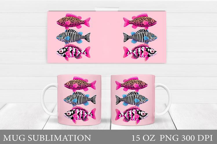 Fish Mug Wrap Design. Fish Mug Sublimation