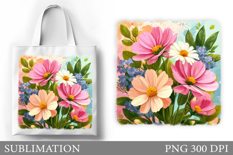 Flowers Tote Bag Design. Floral Tote Bag Sublimation