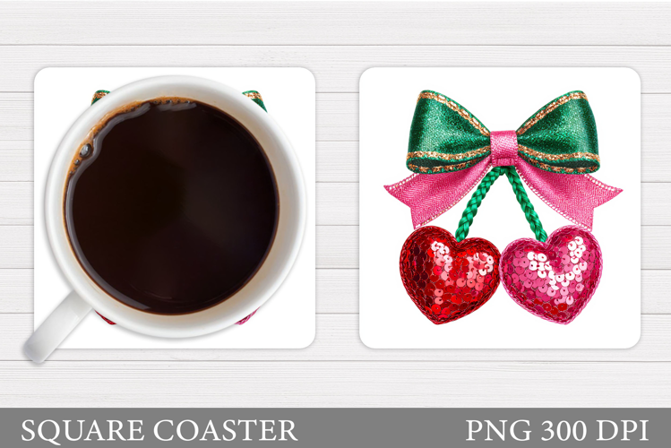 Valentines Cherry Coaster. Valentines Coaster Sublimation