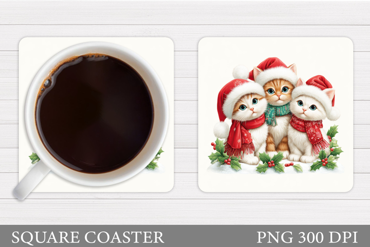 Christmas Cat Coaster Design. Christmas Coaster Sublimation