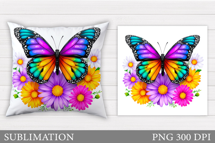 Butterfly Flowers Sublimation. Butterfly Pillow Sublimation
