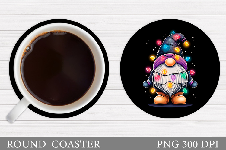 Christmas Gnome Coaster. Christmas Round Coaster Design