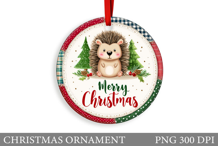 Cute Hedgehog Christmas Ornament. Cute Hedgehog Sublimation example image 1