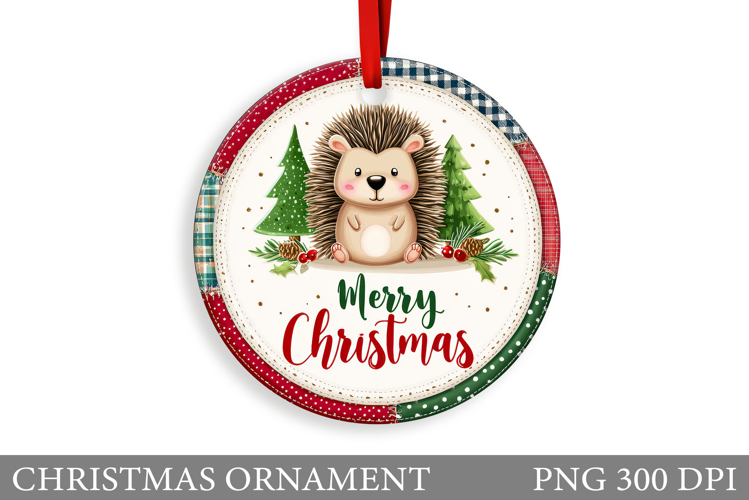Cute Hedgehog Christmas Ornament. Cute Hedgehog Sublimation