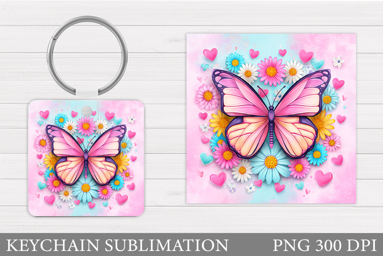 Butterflies Keychain Design. Butterfly Keychain Sublimation