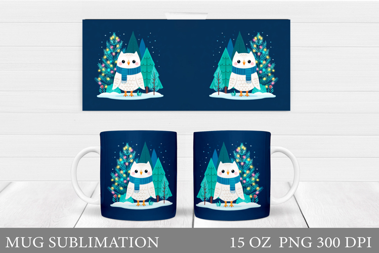 Christmas Owl Mug Design. Christmas Mug Sublimation