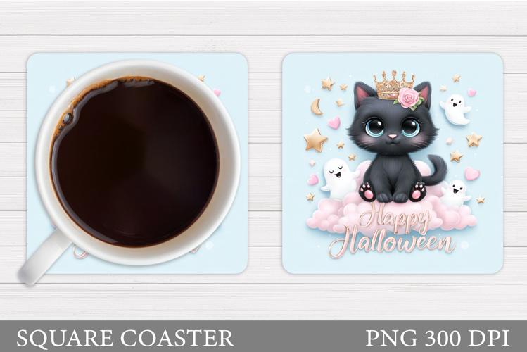 Halloween Cat Coaster Design. Halloween Coaster Sublimation