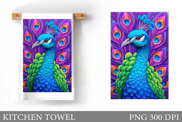 Peacock Kitchen Towel. Peacock Sublimation