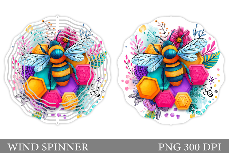 Bee Wind Spinner Sublimation. Flowers Wind Spinner Design
