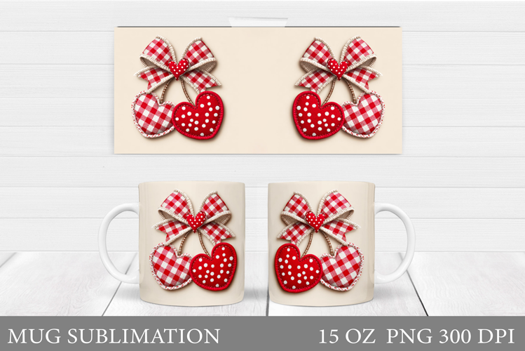 Cherry Mug Sublimation. Berries Mug Wrap Design