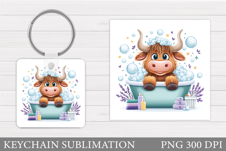 Cute Cow Keychain Design. Funny Cow Keychain Sublimation