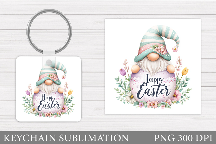 Easter Gnome Keychain Design. Easter Keychain Sublimation