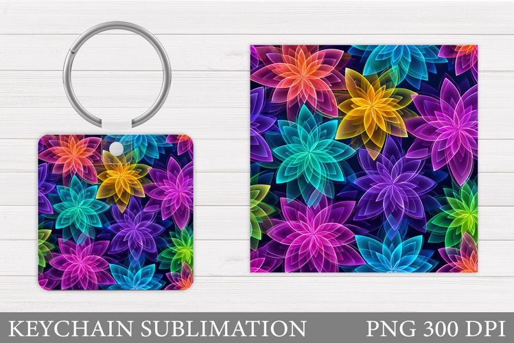Flowers Keychain Design. Floral Keychain Sublimation