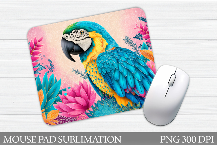 Parrot Mouse Pad Design. Parrot Flower Mouse Pad Sublimation