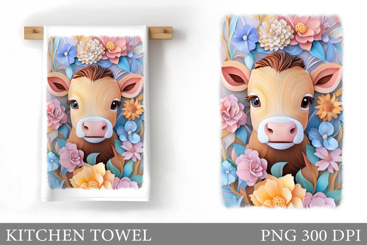 Cow Kitchen Towel Design. Cow Sublimation example image 1