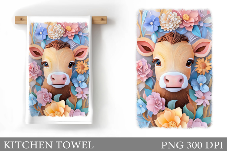 Cow Kitchen Towel Design. Cow Sublimation