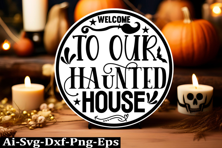 Halloween round sign svg design and Halloween quotes