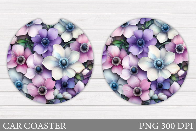 Floral Coaster Design. Flowers Car Coaster Sublimation