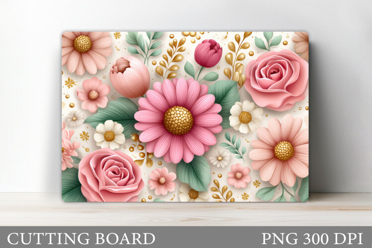 Floral Cutting Board Sublimation. Flowers Cutting Board example image 1
