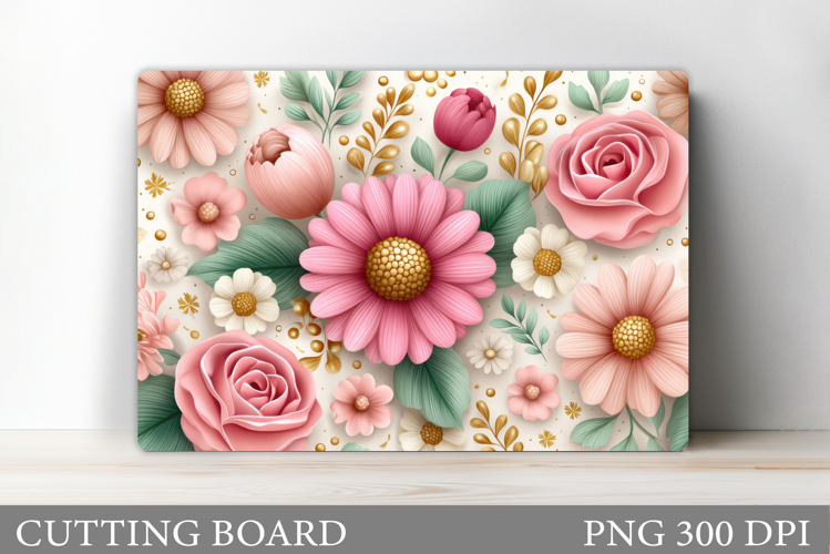 Floral Cutting Board Sublimation. Flowers Cutting Board