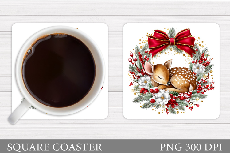 Christmas Deer Coaster Design. Christmas Coaster Sublimation