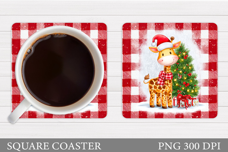 Christmas Giraffe Coaster. Christmas Coaster Sublimation