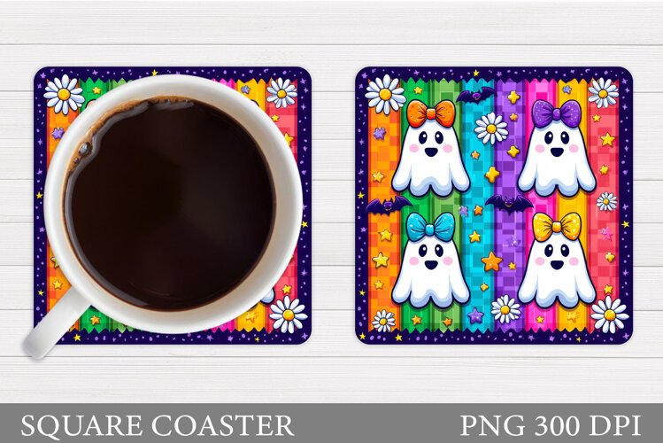 Ghost Coaster Design. Halloween Sublimation example image 1