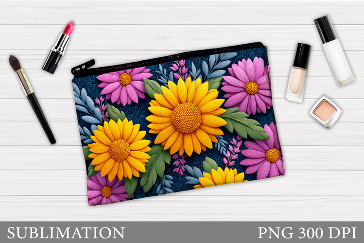 Flowers Makeup Bag Design. Floral Cosmetics Bag Sublimation
